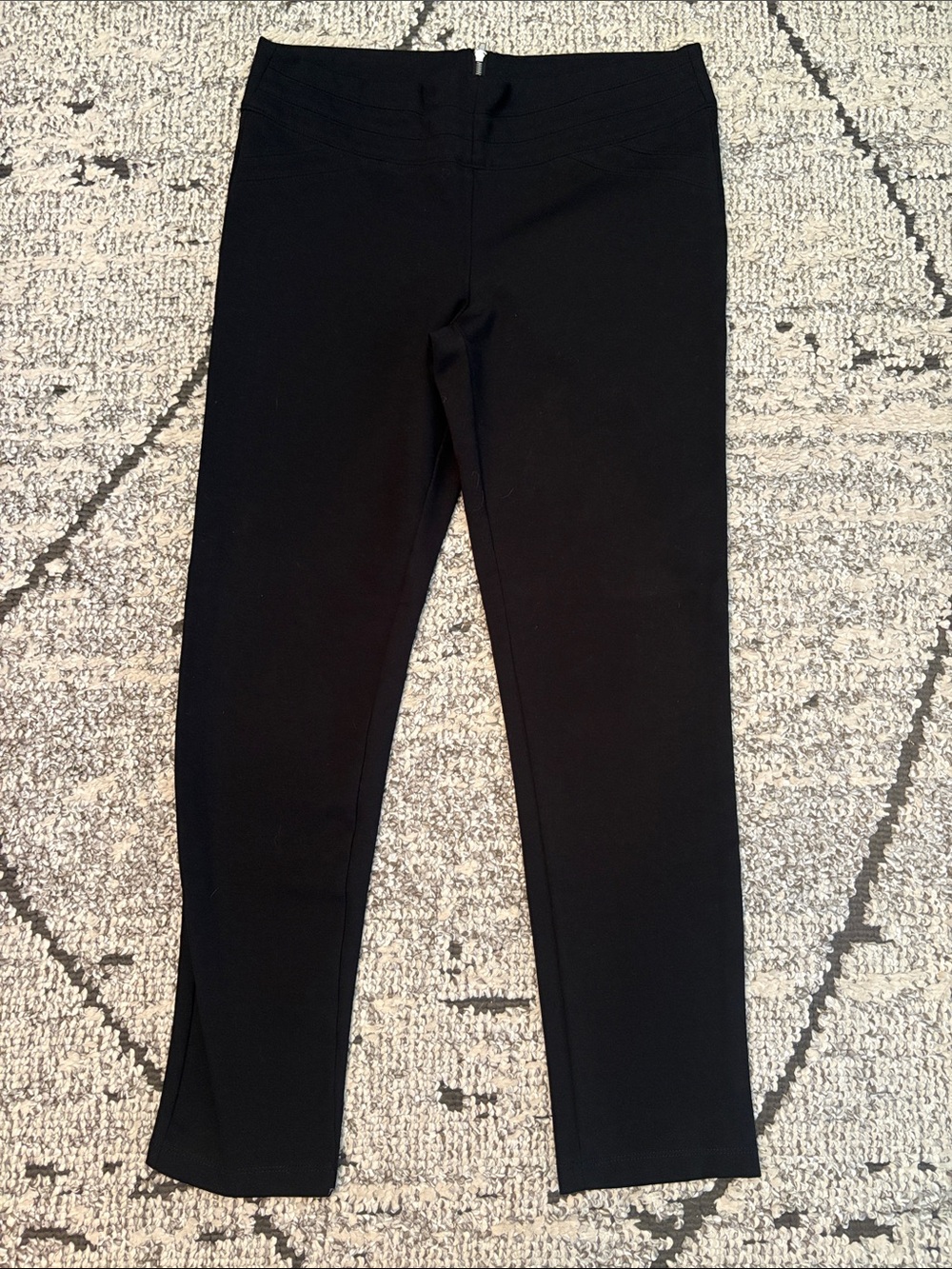 Women's Black Stretch Ponte Pants - Classic Back Zip